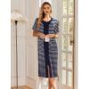 Ekouaer Robes For Women Zipper Front Bathrobe Short Sleeve House Coat Long Nightgown With Pockets Soft Loungewear(Navy Blue)