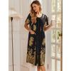 Ekouaer Robes For Women Zipper Front Bathrobe Short Sleeve House Coat Long Nightgown With Pockets Soft Loungewear(Pat11)