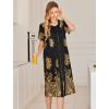 Ekouaer Robes For Women Zipper Front Bathrobe Short Sleeve House Coat Long Nightgown With Pockets Soft Loungewear(Pat11)