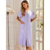 Ekouaer Robes For Women Zipper Front Bathrobe Short Sleeve House Coat Long Nightgown With Pockets Soft Loungewear(Pat12)