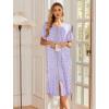Ekouaer Robes For Women Zipper Front Bathrobe Short Sleeve House Coat Long Nightgown With Pockets Soft Loungewear(Pat12)