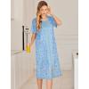 Ekouaer Robes For Women Zipper Front Bathrobe Short Sleeve House Coat Long Nightgown With Pockets Soft Loungewear(Pat13)