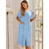 Ekouaer Robes For Women Zipper Front Bathrobe Short Sleeve House Coat Long Nightgown With Pockets Soft Loungewear(Pat13)