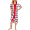 Ekouaer Robes For Women Zipper Front Bathrobe Short Sleeve House Coat Long Nightgown With Pockets Soft Loungewear(Pat6)