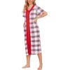 Ekouaer Robes For Women Zipper Front Bathrobe Short Sleeve House Coat Long Nightgown With Pockets Soft Loungewear(Pat6)