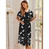 Ekouaer Robes For Women Zipper Front Bathrobe Short Sleeve House Coat Long Nightgown With Pockets Soft Loungewear(Pat9)