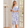 Ekouaer Robes For Women Zipper Front Bathrobe Short Sleeve House Coat Long Nightgown With Pockets Soft Loungewear(Purple Watercolor Flowers)