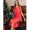 Ekouaer Robes For Women Zipper Front Bathrobe Short Sleeve House Coat Long Nightgown With Pockets Soft Loungewear(Red Christmas Tree)
