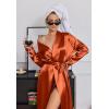 Ekouaer Silk Robes for Women Shawl Collar Satin Bathrobe Long Bride Wedding Party Robe Lightweight Sexy Sleepwear S-XXL(Burnt Orange)