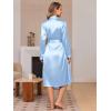 Ekouaer Silk Robes for Women Shawl Collar Satin Bathrobe Long Bride Wedding Party Robe Lightweight Sexy Sleepwear S-XXL(Light Blue)