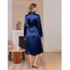 Ekouaer Silk Robes for Women Shawl Collar Satin Bathrobe Long Bride Wedding Party Robe Lightweight Sexy Sleepwear S-XXL(Navy Blue)