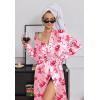 Ekouaer Silk Robes for Women Shawl Collar Satin Bathrobe Long Bride Wedding Party Robe Lightweight Sexy Sleepwear S-XXL(Pink Bow Tie)