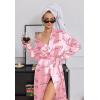Ekouaer Silk Robes for Women Shawl Collar Satin Bathrobe Long Bride Wedding Party Robe Lightweight Sexy Sleepwear S-XXL(Pink Love)