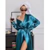 Ekouaer Silk Robes for Women Shawl Collar Satin Bathrobe Long Bride Wedding Party Robe Lightweight Sexy Sleepwear S-XXL(Teal)