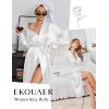 Ekouaer Silk Robes for Women Shawl Collar Satin Bathrobe Long Bride Wedding Party Robe Lightweight Sexy Sleepwear S-XXL(White)