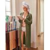 Ekouaer Waffle Robes for Women Long Zipper Bathrobes Lightweight House Coat Soft Sleepwear with Pockets Loungewear S-XXL(Army Green)