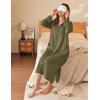 Ekouaer Waffle Robes for Women Long Zipper Bathrobes Lightweight House Coat Soft Sleepwear with Pockets Loungewear S-XXL(Army Green)