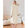 Ekouaer Waffle Robes for Women Long Zipper Bathrobes Lightweight House Coat Soft Sleepwear with Pockets Loungewear S-XXL(Beige)