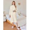 Ekouaer Waffle Robes for Women Long Zipper Bathrobes Lightweight House Coat Soft Sleepwear with Pockets Loungewear S-XXL(Beige)