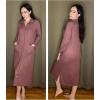 Ekouaer Waffle Robes for Women Long Zipper Bathrobes Lightweight House Coat Soft Sleepwear with Pockets Loungewear S-XXL(Caramel)