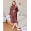 Ekouaer Waffle Robes for Women Long Zipper Bathrobes Lightweight House Coat Soft Sleepwear with Pockets Loungewear S-XXL(Caramel)