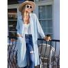 Ekouaer Waffle Robes for Women Long Zipper Bathrobes Lightweight House Coat Soft Sleepwear with Pockets Loungewear S-XXL(Clear Blue)