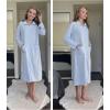 Ekouaer Waffle Robes for Women Long Zipper Bathrobes Lightweight House Coat Soft Sleepwear with Pockets Loungewear S-XXL(Clear Blue)