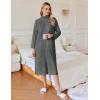 Ekouaer Waffle Robes for Women Long Zipper Bathrobes Lightweight House Coat Soft Sleepwear with Pockets Loungewear S-XXL(Deep Gray)