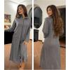 Ekouaer Waffle Robes for Women Long Zipper Bathrobes Lightweight House Coat Soft Sleepwear with Pockets Loungewear S-XXL(Deep Gray)