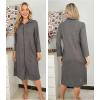 Ekouaer Waffle Robes for Women Long Zipper Bathrobes Lightweight House Coat Soft Sleepwear with Pockets Loungewear S-XXL(Deep Gray)