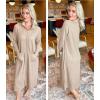Ekouaer Waffle Robes for Women Long Zipper Bathrobes Lightweight House Coat Soft Sleepwear with Pockets Loungewear S-XXL(Khaki)