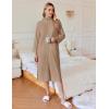 Ekouaer Waffle Robes for Women Long Zipper Bathrobes Lightweight House Coat Soft Sleepwear with Pockets Loungewear S-XXL(Khaki)