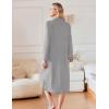 Ekouaer Waffle Robes for Women Long Zipper Bathrobes Lightweight House Coat Soft Sleepwear with Pockets Loungewear S-XXL(Light Gray)