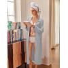 Ekouaer Waffle Robes for Women Long Zipper Bathrobes Lightweight House Coat Soft Sleepwear with Pockets Loungewear S-XXL(Light Gray)
