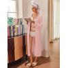Ekouaer Waffle Robes for Women Long Zipper Bathrobes Lightweight House Coat Soft Sleepwear with Pockets Loungewear S-XXL(Light Pink)