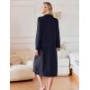 Ekouaer Waffle Robes for Women Long Zipper Bathrobes Lightweight House Coat Soft Sleepwear with Pockets Loungewear S-XXL(Navy Blue)
