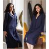 Ekouaer Waffle Robes for Women Long Zipper Bathrobes Lightweight House Coat Soft Sleepwear with Pockets Loungewear S-XXL(Navy Blue)