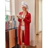 Ekouaer Waffle Robes for Women Long Zipper Bathrobes Lightweight House Coat Soft Sleepwear with Pockets Loungewear S-XXL(Red)