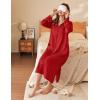 Ekouaer Waffle Robes for Women Long Zipper Bathrobes Lightweight House Coat Soft Sleepwear with Pockets Loungewear S-XXL(Red)