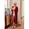 Ekouaer Waffle Robes for Women Long Zipper Bathrobes Lightweight House Coat Soft Sleepwear with Pockets Loungewear S-XXL(Wine Red)