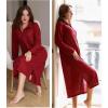 Ekouaer Waffle Robes for Women Long Zipper Bathrobes Lightweight House Coat Soft Sleepwear with Pockets Loungewear S-XXL(Wine Red)