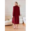 Ekouaer Waffle Robes for Women Long Zipper Bathrobes Lightweight House Coat Soft Sleepwear with Pockets Loungewear S-XXL(Wine Red)