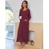 Ekouaer Women Long House Coat Zipper Front Robes Full Length Nightgowns with Pockets Striped Loungewear(Wine Red,X-Large)