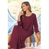 Ekouaer Women Long House Coat Zipper Front Robes Full Length Nightgowns with Pockets Striped Loungewear(Wine Red,X-Large)