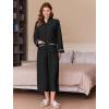 Ekouaer Women Robe Long Sleeve Zipper Housecoat Knee Length Loungewear Fleece Bathrobe with Pockets Black XL