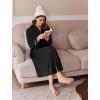 Ekouaer Women Robe Long Sleeve Zipper Housecoat Knee Length Loungewear Fleece Bathrobe with Pockets Black XL