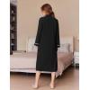 Ekouaer Women Robe Long Sleeve Zipper Housecoat Knee Length Loungewear Fleece Bathrobe with Pockets Black XL