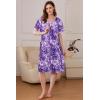 Ekouaer Women Robe Zipper Front Mumu Duster Robes Zip Up Housecoat Soft Sleepwear with Pockets(A Floral Purple)