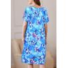Ekouaer Women Robe Zipper Front Mumu Duster Robes Zip Up Housecoat Soft Sleepwear with Pockets(B Multi Aqua)
