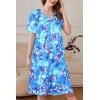 Ekouaer Women Robe Zipper Front Mumu Duster Robes Zip Up Housecoat Soft Sleepwear with Pockets(B Multi Aqua)